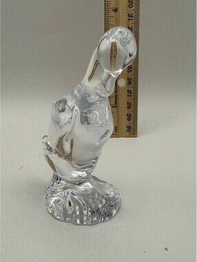 Vintage Daum France Crystal Duck Figurine Signed 4.5" French Art Glass